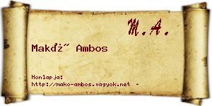 Makó Ambos névjegykártya